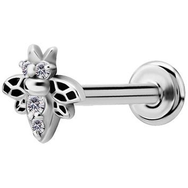 SS316L INT. THR. MICRO LABRETS (0.8MM) SET W. CUBIC ZIRCONIA BILNZ-52