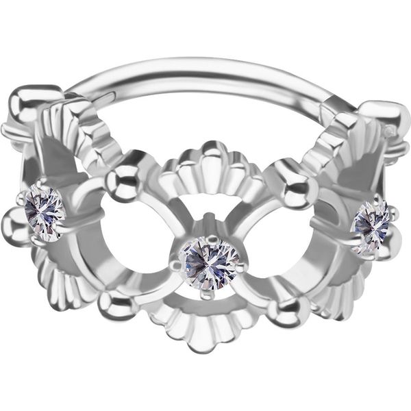 CoCr NF HINGED CONCH RING SET W.PREMIUM ZIRCONIA NFHCRSG-95